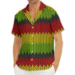 Knitted Style Reggae Pattern Print Men's Deep V-Neck Shirt