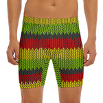 Knitted Style Reggae Pattern Print Men's Long Boxer Briefs