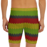 Knitted Style Reggae Pattern Print Men's Long Boxer Briefs