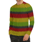 Knitted Style Reggae Pattern Print Men's Long Sleeve Rash Guard