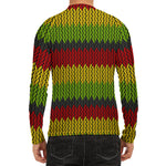 Knitted Style Reggae Pattern Print Men's Long Sleeve Rash Guard