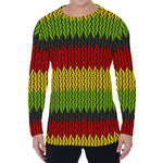 Knitted Style Reggae Pattern Print Men's Long Sleeve T-Shirt
