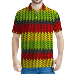 Knitted Style Reggae Pattern Print Men's Polo Shirt