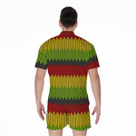 Knitted Style Reggae Pattern Print Men's Rompers