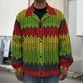 Knitted Style Reggae Pattern Print Men's Shirt Jacket