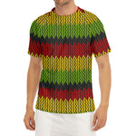 Knitted Style Reggae Pattern Print Men's Short Sleeve Rash Guard