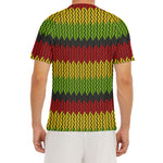 Knitted Style Reggae Pattern Print Men's Short Sleeve Rash Guard