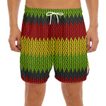 Knitted Style Reggae Pattern Print Men's Split Running Shorts