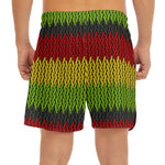 Knitted Style Reggae Pattern Print Men's Split Running Shorts