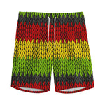 Knitted Style Reggae Pattern Print Men's Sports Shorts