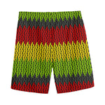 Knitted Style Reggae Pattern Print Men's Sports Shorts
