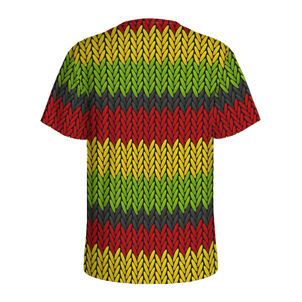 Knitted Style Reggae Pattern Print Men's Sports T-Shirt