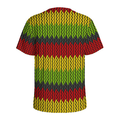 Knitted Style Reggae Pattern Print Men's Sports T-Shirt