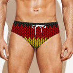 Knitted Style Reggae Pattern Print Men's Swim Briefs