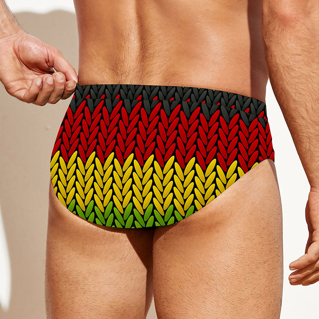 Knitted Style Reggae Pattern Print Men's Swim Briefs