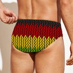 Knitted Style Reggae Pattern Print Men's Swim Briefs