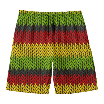 Knitted Style Reggae Pattern Print Men's Swim Trunks