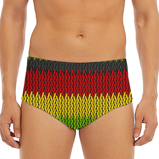 Knitted Style Reggae Pattern Print Men's Triangle Swim Briefs