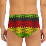 Knitted Style Reggae Pattern Print Men's Triangle Swim Briefs