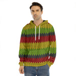 Knitted Style Reggae Pattern Print Men's Velvet Pullover Hoodie