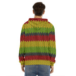 Knitted Style Reggae Pattern Print Men's Velvet Pullover Hoodie