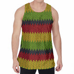 Knitted Style Reggae Pattern Print Men's Velvet Tank Top