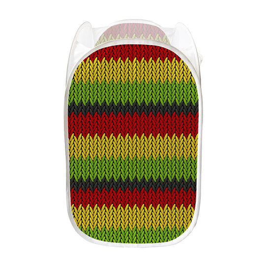 Knitted Style Reggae Pattern Print Mesh Laundry Hamper