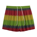 Knitted Style Reggae Pattern Print Mesh Shorts