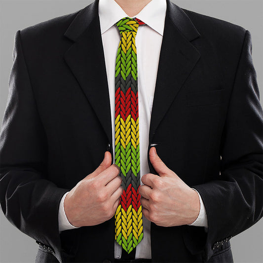 Knitted Style Reggae Pattern Print Necktie