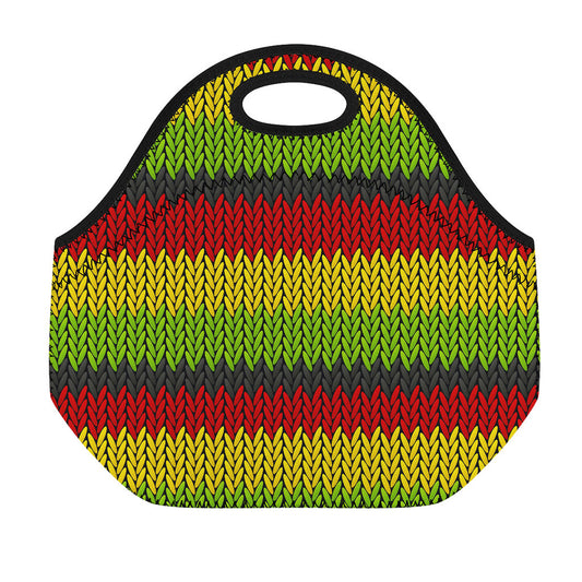 Knitted Style Reggae Pattern Print Neoprene Lunch Bag