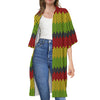 Knitted Style Reggae Pattern Print Open Front Beach Cover Up