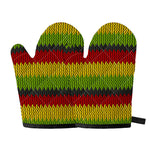 Knitted Style Reggae Pattern Print Oven Mitts