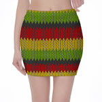Knitted Style Reggae Pattern Print Pencil Mini Skirt