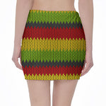 Knitted Style Reggae Pattern Print Pencil Mini Skirt