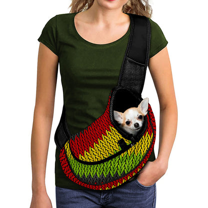 Knitted Style Reggae Pattern Print Pet Sling Carrier