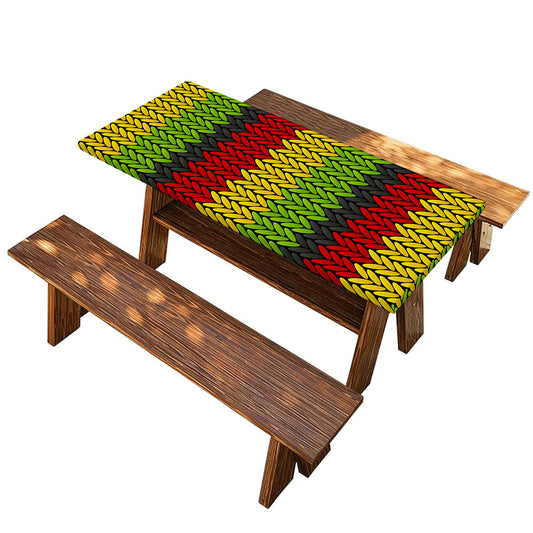 Knitted Style Reggae Pattern Print Picnic Table Cover