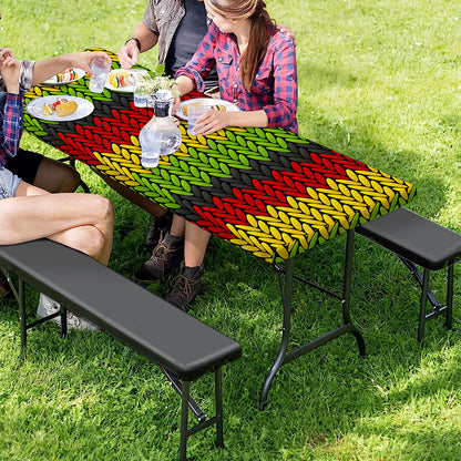 Knitted Style Reggae Pattern Print Picnic Table Cover