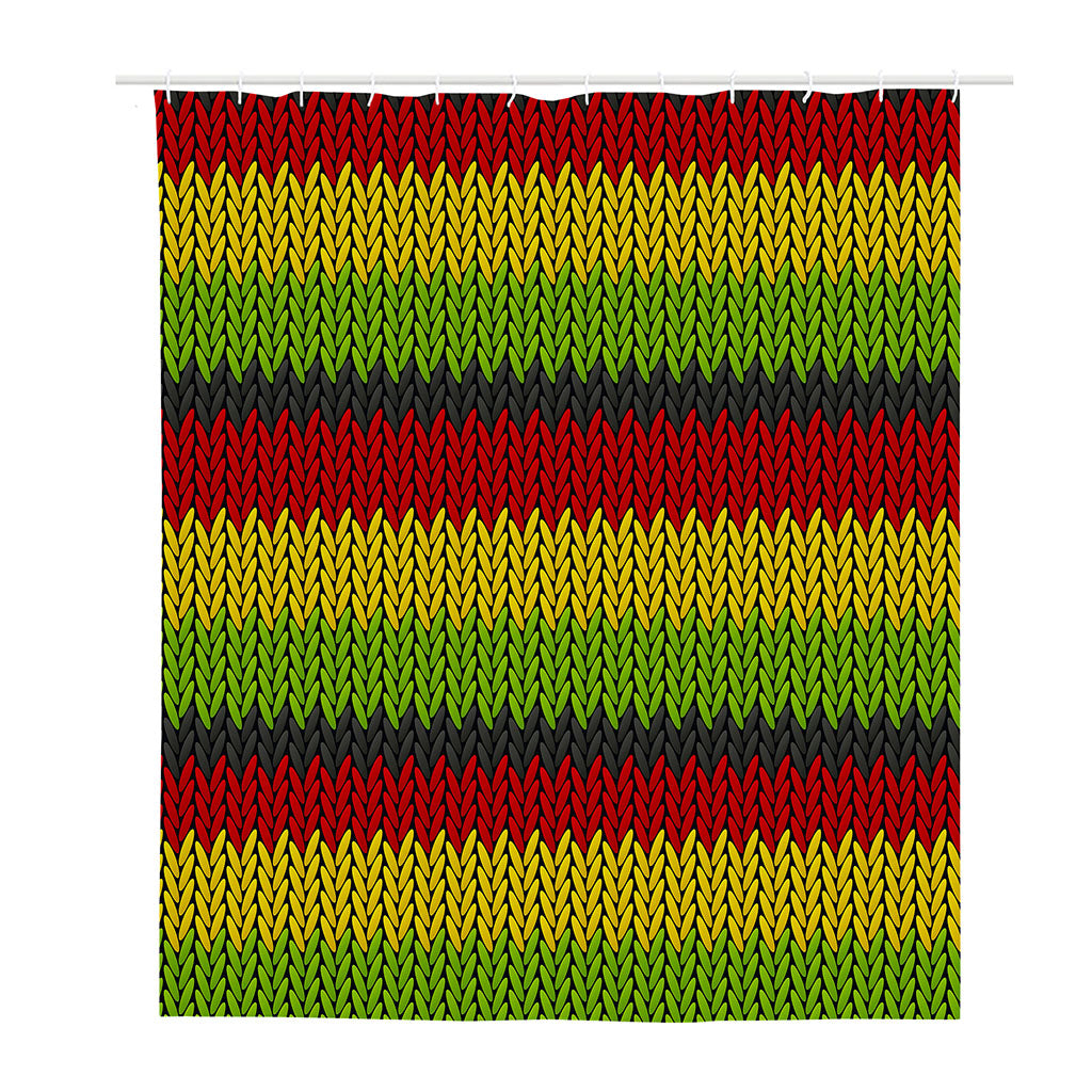 Knitted Style Reggae Pattern Print Polyester Shower Curtain
