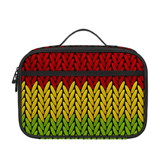 Knitted Style Reggae Pattern Print Portable Lunch Bag