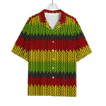 Knitted Style Reggae Pattern Print Rayon Hawaiian Shirt