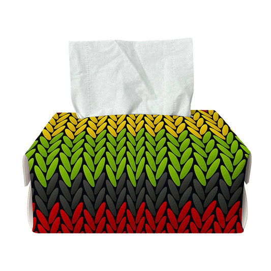 Knitted Style Reggae Pattern Print Rectangle Tissue Box Cover