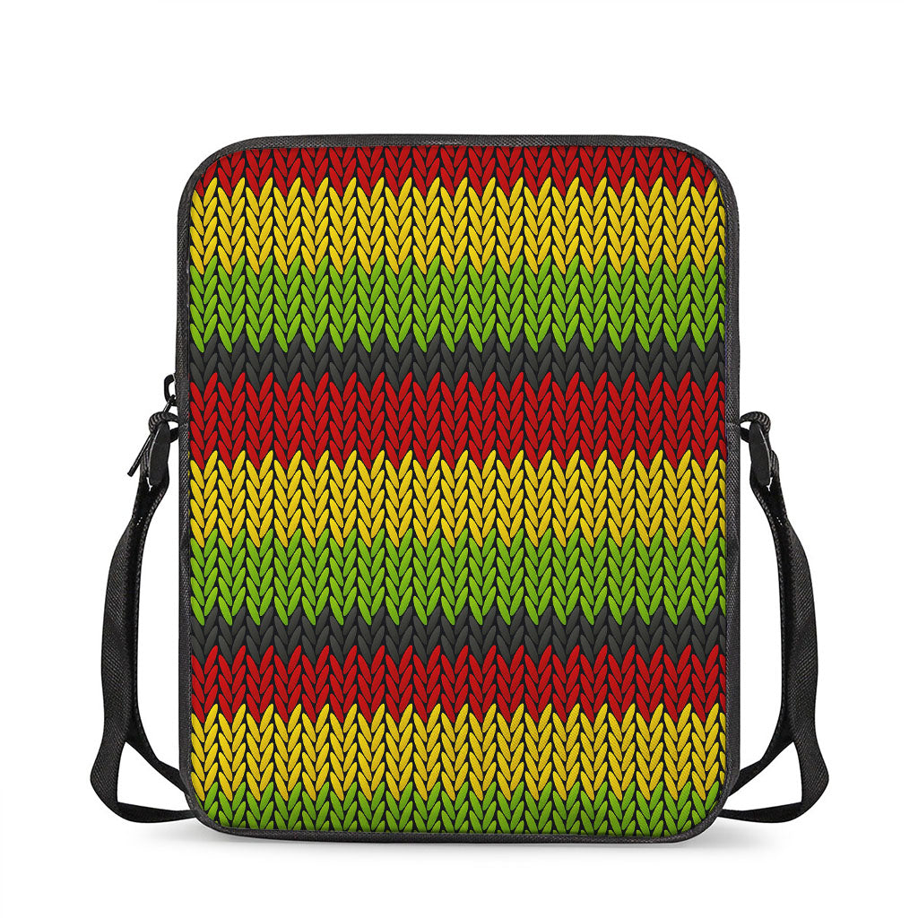 Knitted Style Reggae Pattern Print Rectangular Crossbody Bag