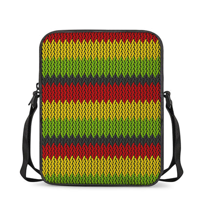 Knitted Style Reggae Pattern Print Rectangular Crossbody Bag