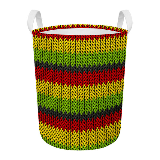 Knitted Style Reggae Pattern Print Round Laundry Basket