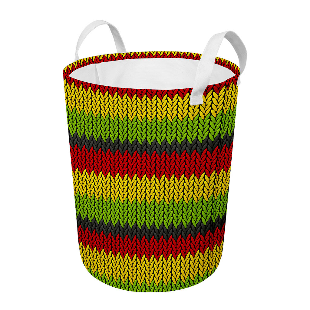 Knitted Style Reggae Pattern Print Round Laundry Basket