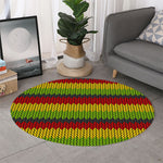 Knitted Style Reggae Pattern Print Round Rug
