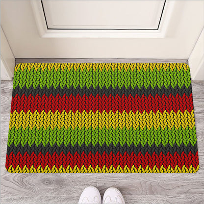 Knitted Style Reggae Pattern Print Rubber Doormat