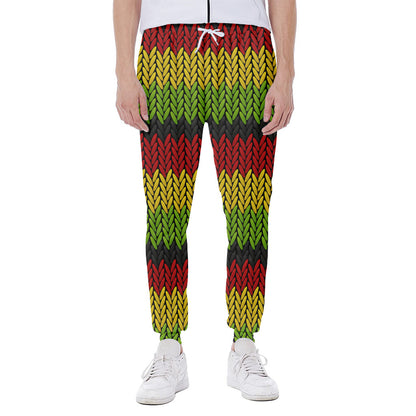 Knitted Style Reggae Pattern Print Scuba Joggers