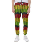 Knitted Style Reggae Pattern Print Scuba Joggers