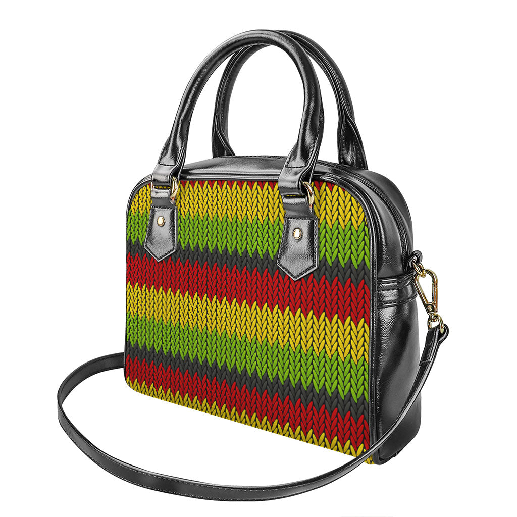 Knitted Style Reggae Pattern Print Shoulder Handbag
